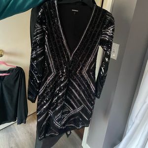 Black and silver Sequin mini dress